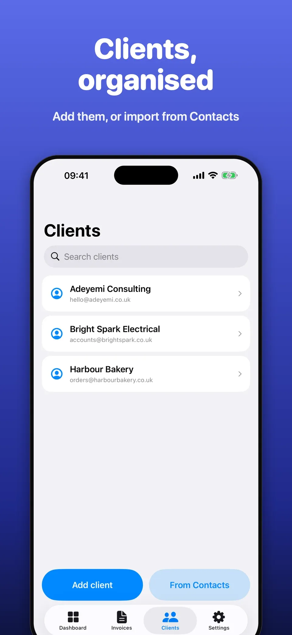 Safos iOS client list.