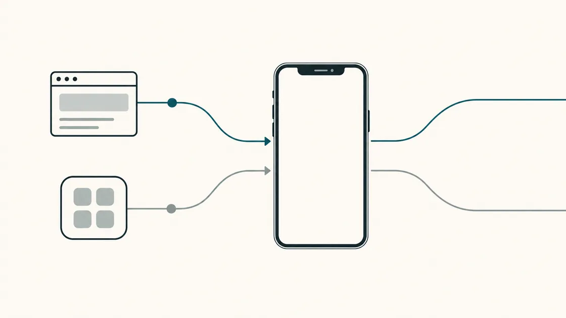 A website and an app shown as equally valid paths to a mobile experience