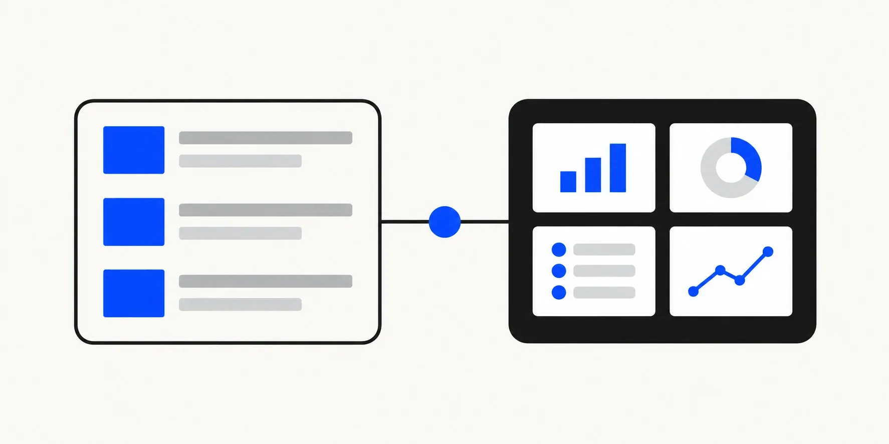 A public content website connected to a private application dashboard