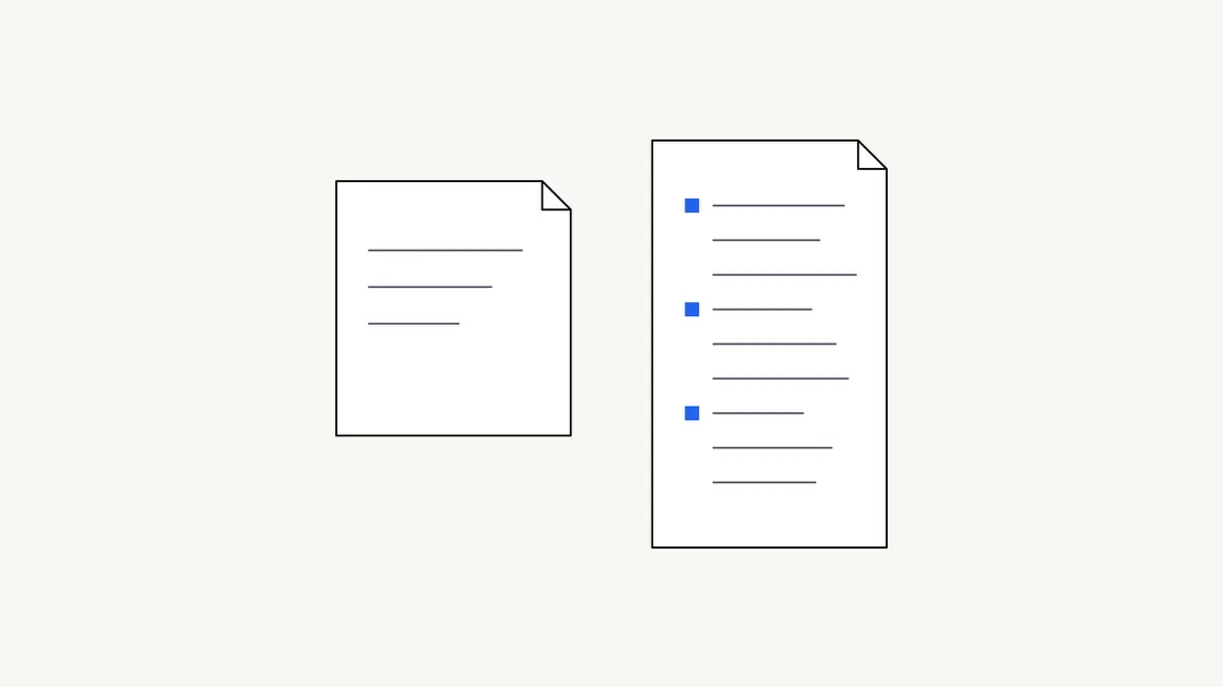 Two website proposals of different lengths side by side, one listing far more deliverables than the other